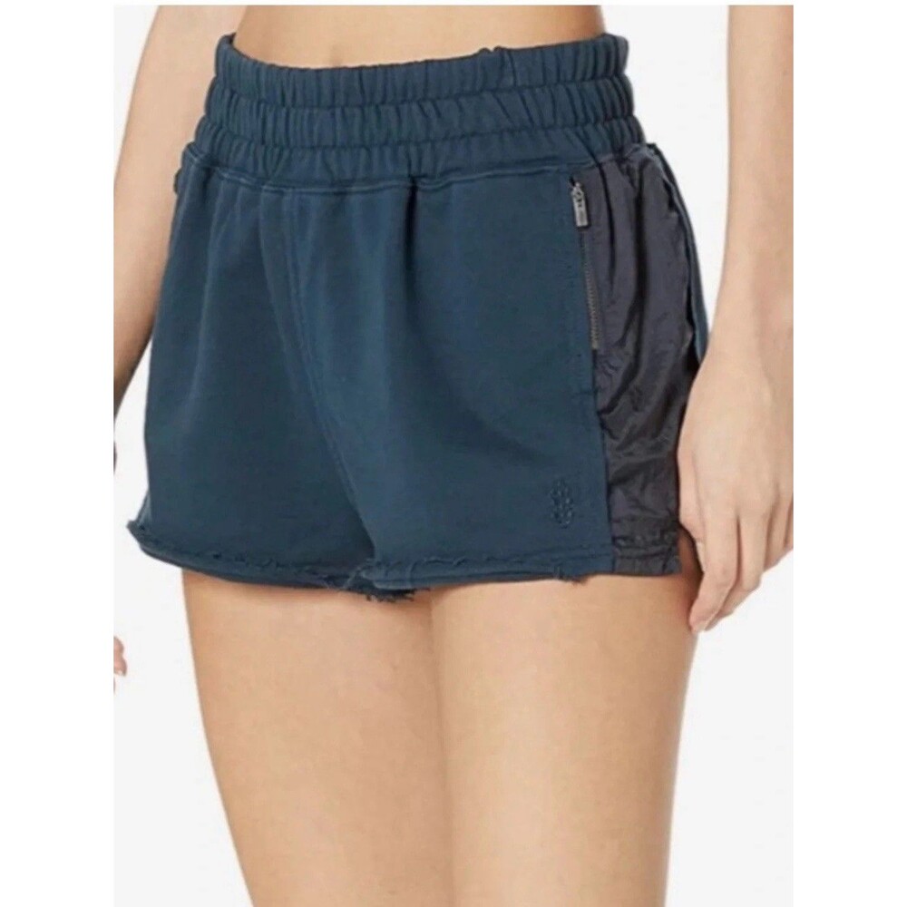 FP Movement Half Way There Shorts M New Navy Free People Raw Hem Athletic